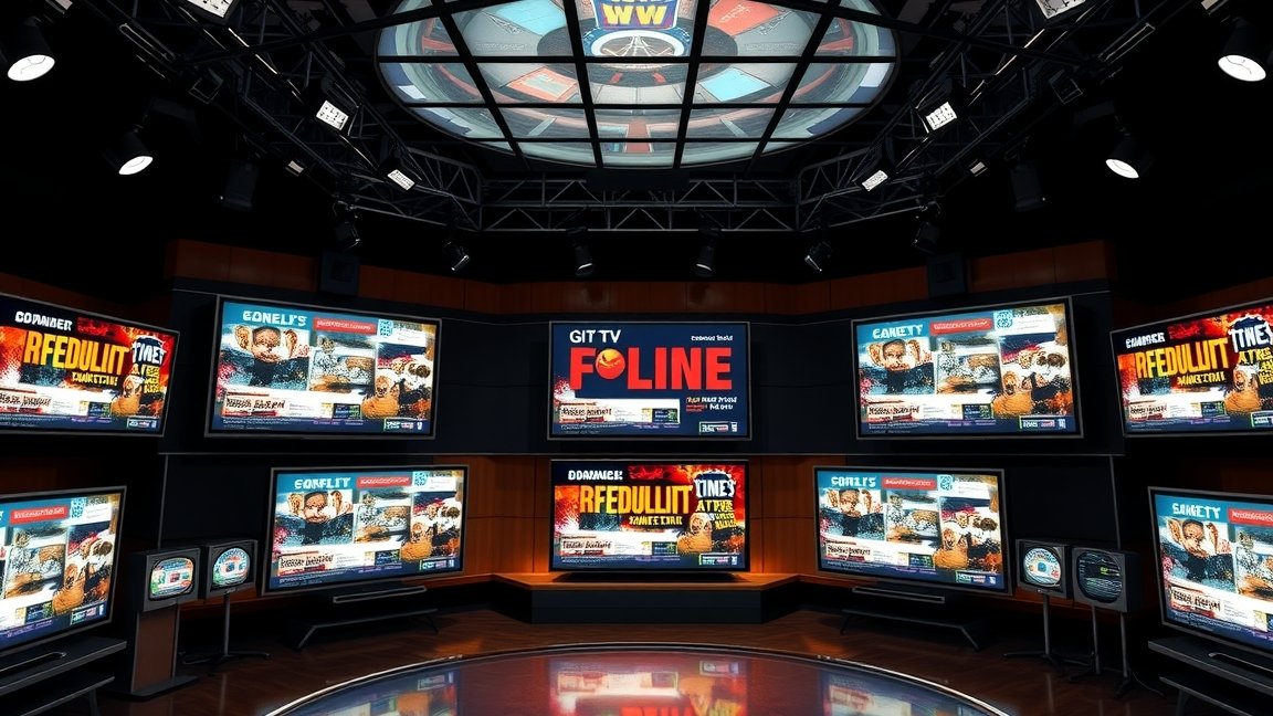 Televíziós reklámok bemutató stúdió belső tere.