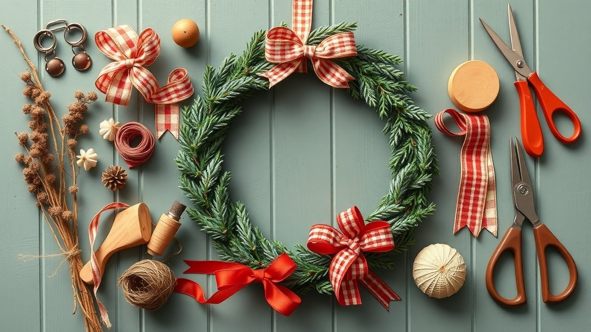 Saját készítésű ajtódísz készítésének kellékei