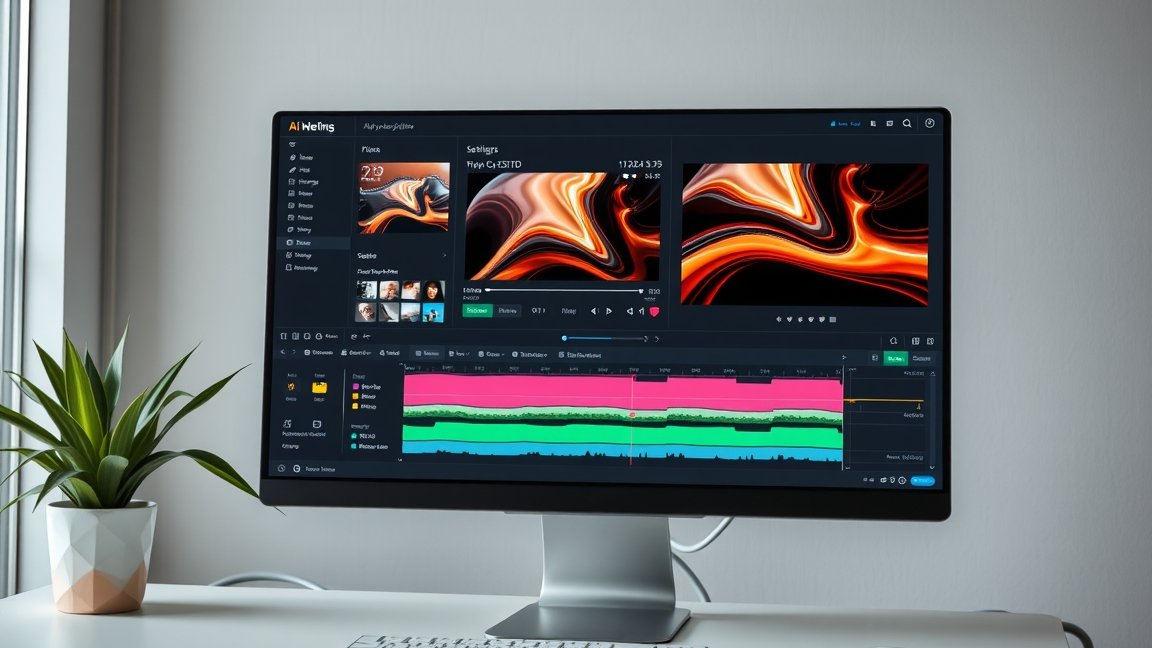 Mesterséges intelligencia alapú videoszerkesztő program képernyője.