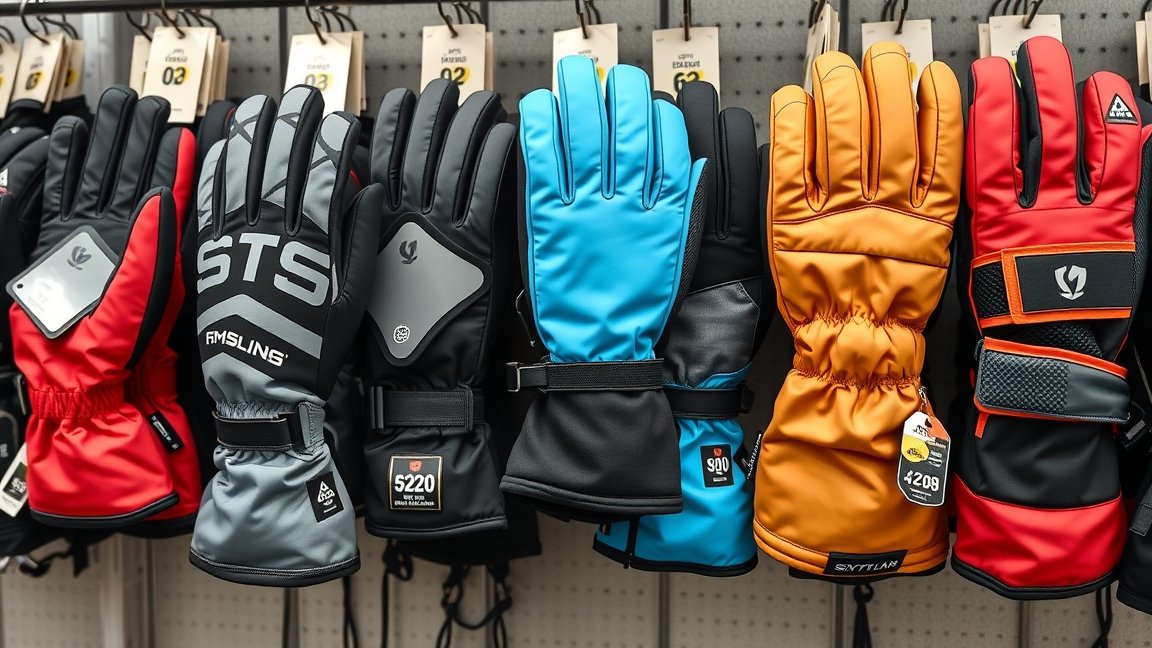 Színes sí- és snowboardkesztyűk különböző modellekben