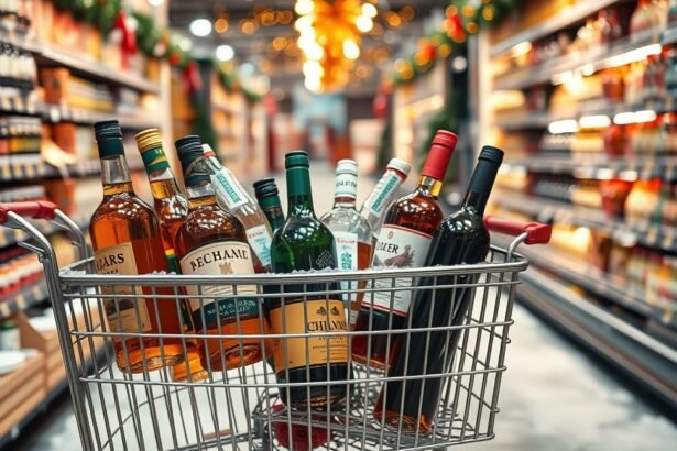 Téli alkoholos italok bevásárlás a boltban