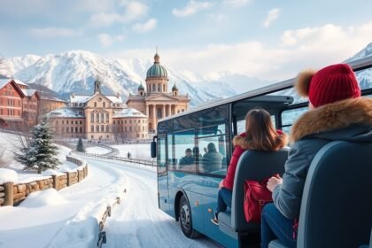 Téli buszos kirándulás gyönyörű hófödte tájak között