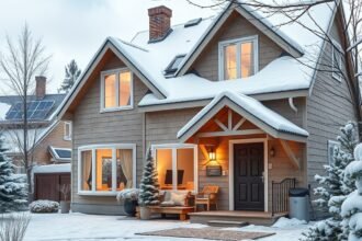 Téli energiatakarékos ház bemutatása hőszigeteléssel és napenergia használattal.