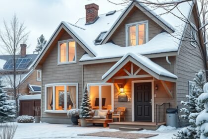 Téli energiatakarékos ház bemutatása hőszigeteléssel és napenergia használattal.