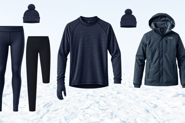 Téli futóruha szett, beleértve futónadrágot, hosszú ujjú pólót és kabátot.