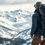 Téli túrahátizsákos túrázó a hegyekben