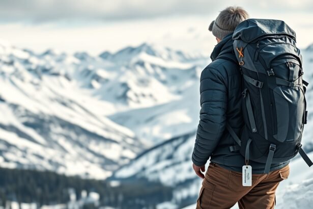 Téli túrahátizsákos túrázó a hegyekben