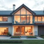 Modern ház terasz és kert elektromos fűtési rendszerekkel.