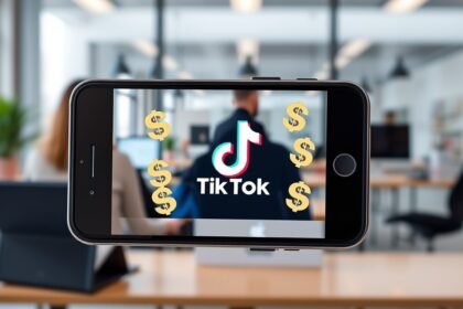TikTok logó hirdetési költségekkel egy telefon képernyőjén