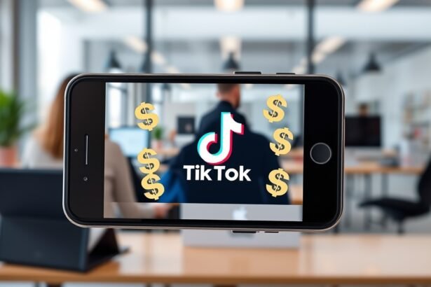 TikTok logó hirdetési költségekkel egy telefon képernyőjén