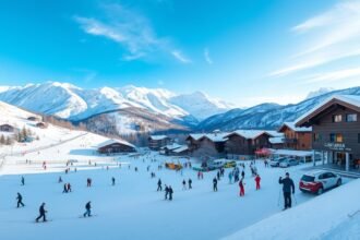 Téli síelés Olaszországban, síelők a hóban