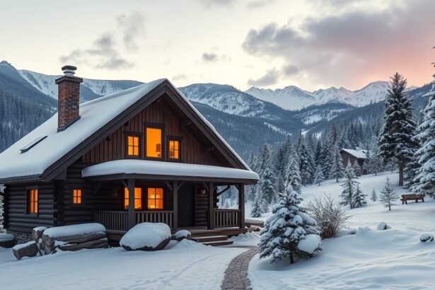 Téli szállás a festői Tátrában, hóval borított tájban.