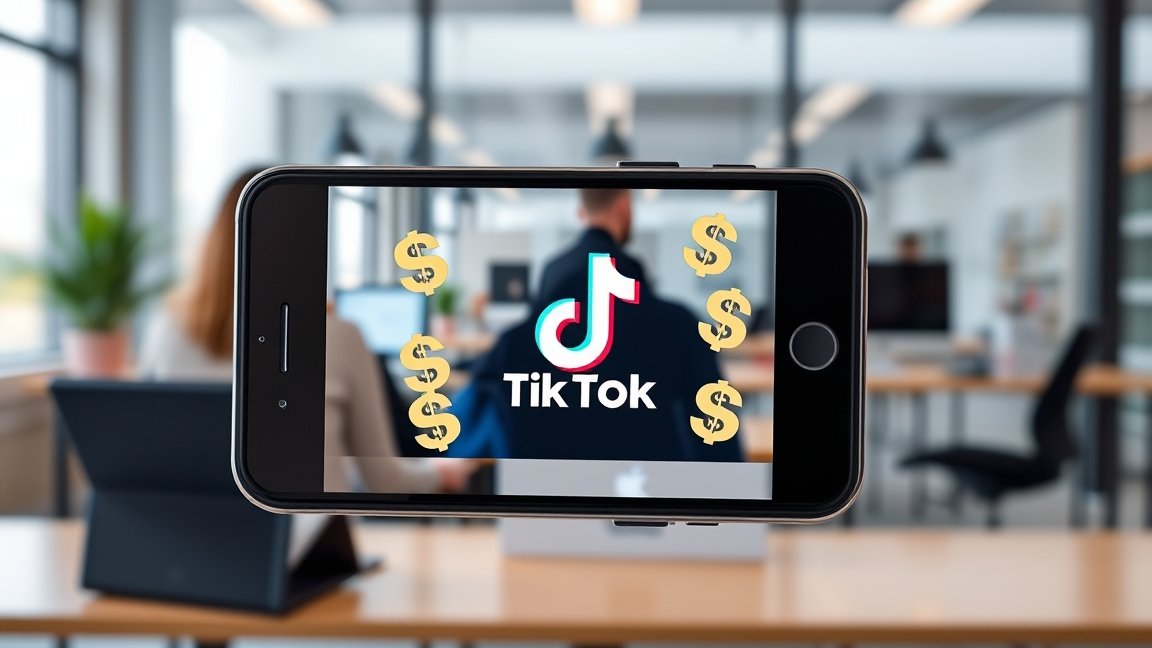 TikTok logó hirdetési költségekkel egy telefon képernyőjén