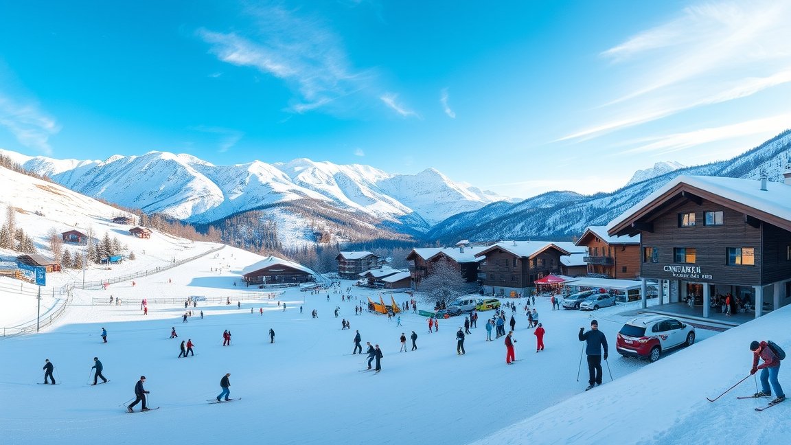 Téli síelés Olaszországban, síelők a hóban